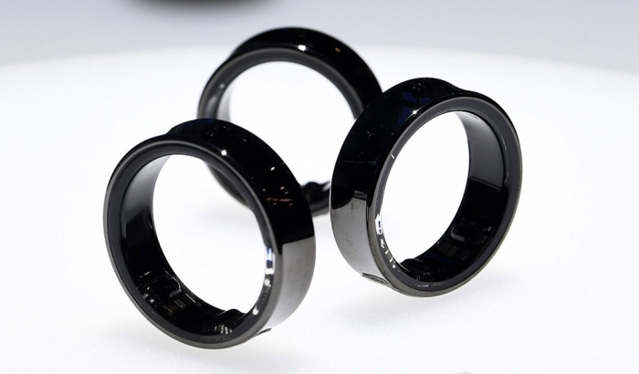 Samsung　Galaxy　Ring　displayed　at　MWC　2024　in　Barcelona　(Courtesy　of　Yonhap)