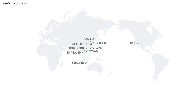 Line's　global　offices　(Screenshot　from　LIne's　website)