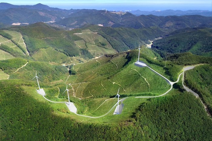 A bird-eye view of a wind farm Kolon Global will build in Taebaek, Gangwon province (Courtesy of Kolon Global)