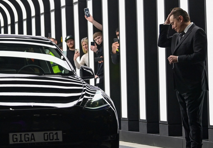 Elon　Musk　attends　the　opening　ceremony　of　the　new　Tesla　Gigafactory　for　electric　cars　in　Gruenheide,　Germany,　March　22,　2022　(File　photo,　courtesy　of　Reuters　via　Yonhap)