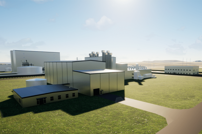 Rendering　of　TerraPower's　Natrium　nuclear　power　plant　(Courtesy　of　TerraPower)