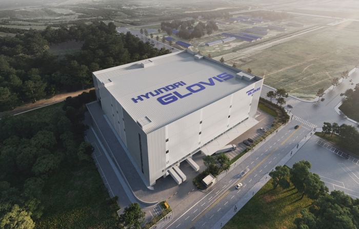 A bird's-eye view of the Hyundai Glovis logistics center at Incheon International Airport