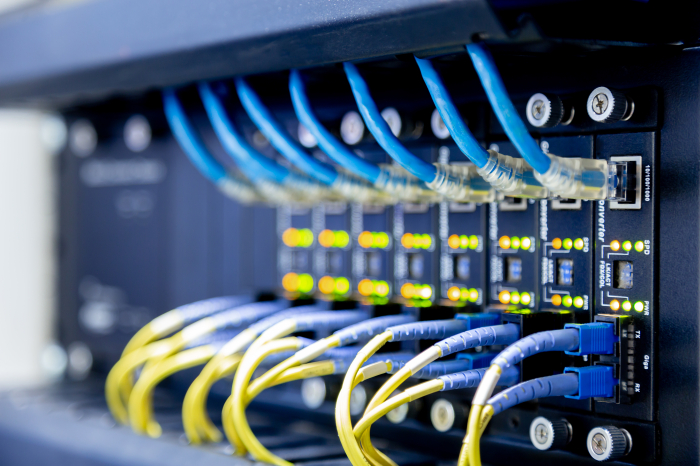 Network switch and ethernet cables at the data center (Courtesy of Getty Images)