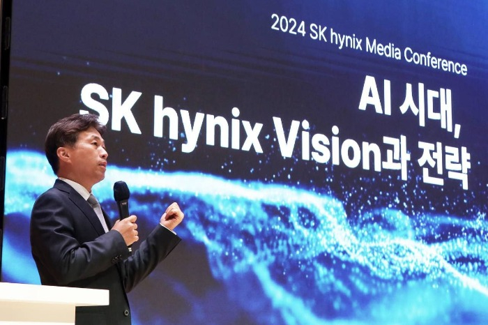 SK Hynix CEO Kwak Noh-jung speaks at a press conference on Aug. 2, 2024, about SK Hynix's vision for the AI era (Courtesy of SK Hynix)