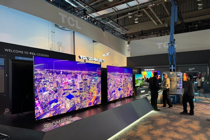 TCL's mini LED TVs on display at CES 2024 in Las Vegas