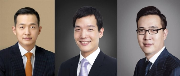Hanwha Group chairman's three sons. From left, Kim Dong-kwan, Kim Dong-won and Kim Dong-seon