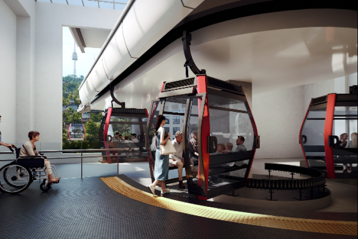 A　rendering　of　the　base　platform　of　the　Namsan　gondola　(Courtesy　of　Seoul　Metropolitan　Government)