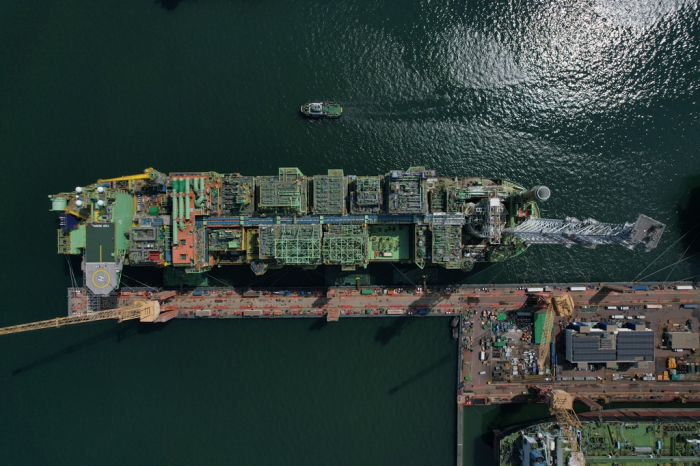 SK's floating production storage and offloading (FPSO) vessel under construction in Singapore
