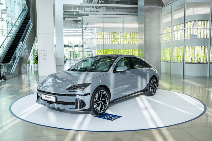The IONIQ 6 electric sedan that Hyundai Motor began producing at its Singapore plant, HMGICS, in July