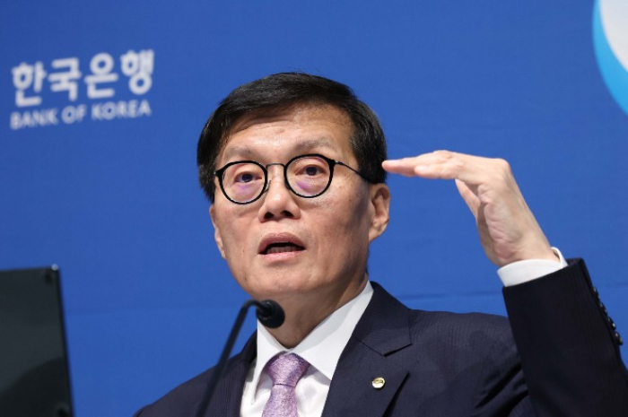 BOK Governor Rhee Chang-yong speaks at a press conference after the rate decision meeting on Oct. 11, 2024 (Courtesy of Yonhap)