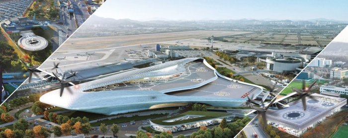 Rendering　of　an　envisioned　air　taxi　vertiport　on　Jeju　Island　(Courtesy　of　Korea　Airports　Corp.)