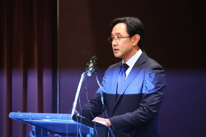 Korea Zinc Chair Choi Yun-birm speaks at a press conference on Oct. 2, 2024 (File photo by Yonhap)