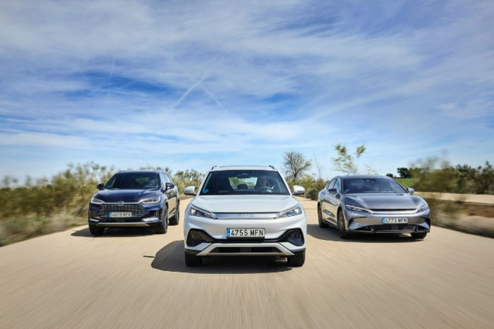 The　BYD　Tang,　BYD　Atto　3　and　BYD　HAN　(from　left　to　right)　(Courtesy　of　BYD) 