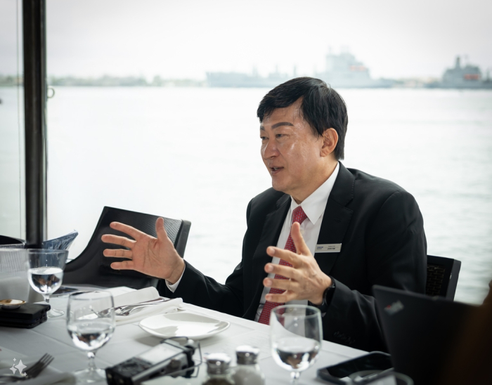 Samsung Biologics CEO John Rim speaks to reporters during a press conference at the BIO International Convention 2024 (Courtesy of Yonhap)