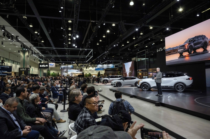 Kia Corp.'s booth at LA Auto Show 2024