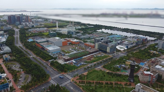 A bird's-eye view of Celltrion's Songdo campus in Incheon, South Korea