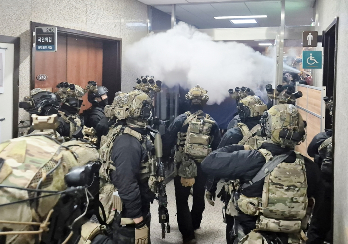 Special forces were entering the National Assembly to take over the parliament following President Yoon's declaration of martial law on Dec. 3, 2024