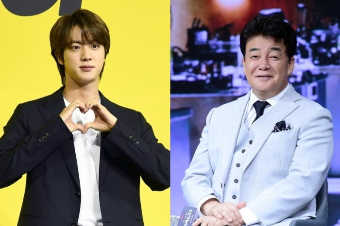 BTS Jin (left) and Baek Jong-won, founder and CEO of The Born Korea