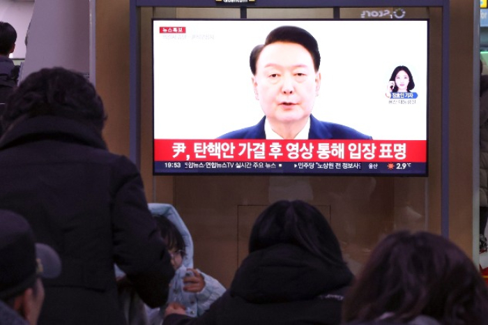 President Yoon Suk Yeol said he would never give up, in a nationally televised speech after parliament voted to impeach him on Dec. 14 (Courtesy of Yonhap)