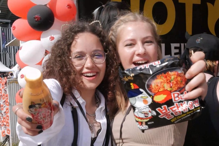 Promotion for Samyang Foods' Hot Chicken Flavor Ramen, also called buldak-bokkeum-myeon (Courtesy of Yonhap)
