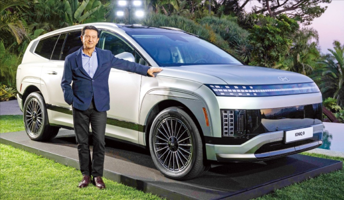 Hyundai Motor CEO José Muñoz poses in front of the IONIQ 9 electric SUV