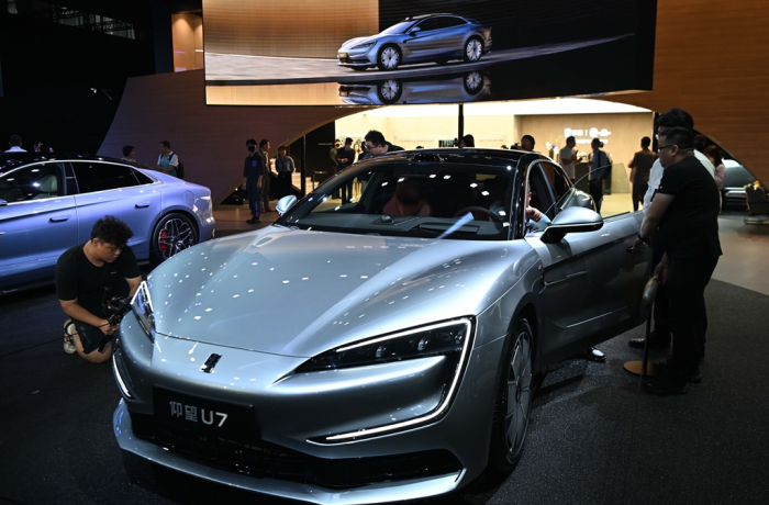 The BYD Yangwang U7 at the 22nd Guangzhou International Automobile Exhibition in China's Guangdong province, on Nov. 15, 2024 (File photo by Xinhua via Yonhap)