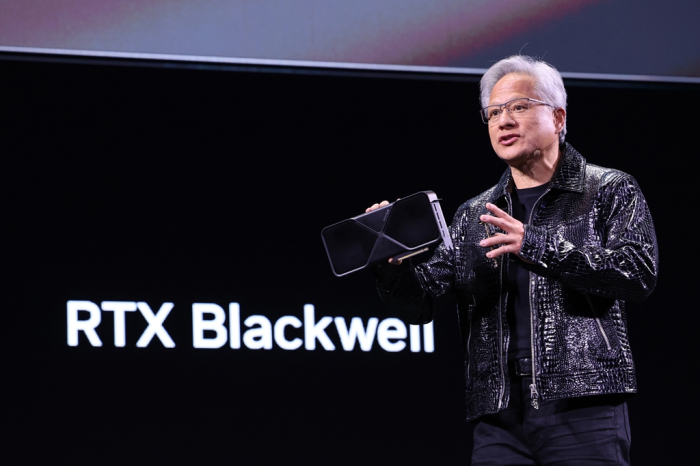 Nvidia CEO Jensen Huang during a CES 2025 keynote speech on Jan. 6, 2024 in Las Vegas (Courtesy of News1 Korea)