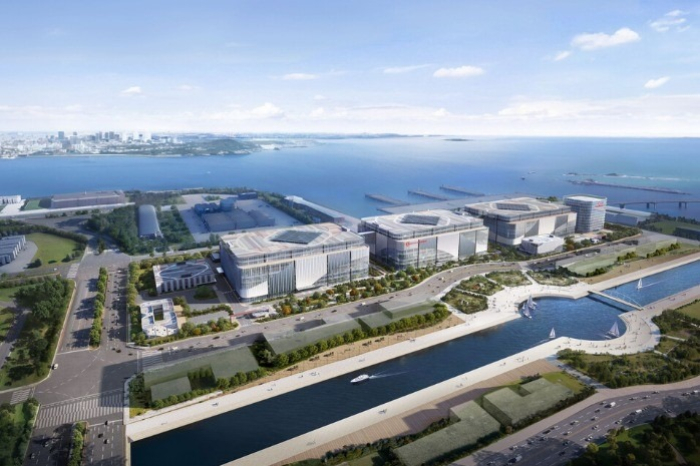 Bird's-eye　view　of　Lotte　Biologics　plants　in　the　Songdo　district　of　Incheon,　South　Korea　(Courtesy　of　Lotte)