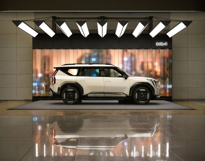 The Kia EV9 on display at Incheon International Airport