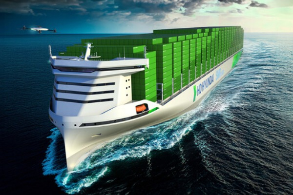 A rendering of a 15,000 TEU-class SMR-powered containership unveiled by HD Korea Shipbuilding & Offshore Engineering (Courtesy of HD KSOE)
