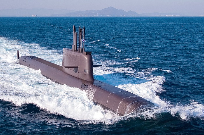 A submarine built by Hanwha Ocean