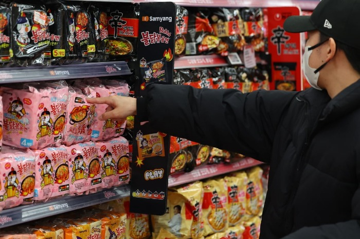 Korean ramen products in a supermarket in South Korea (Courtesy of Yonhap)