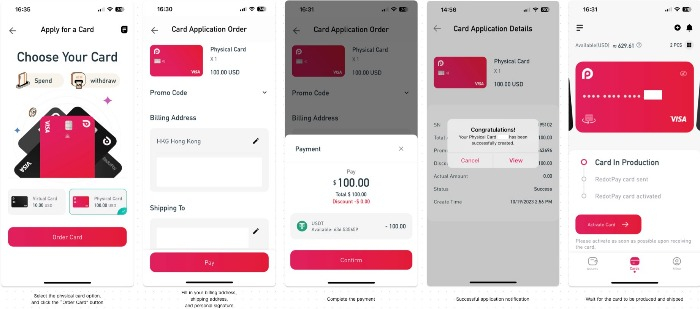 RedotPay card application process (Screenshot captured from RedotPay website)