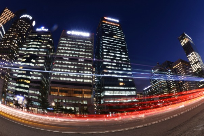 A night view of Yeouido's financial district