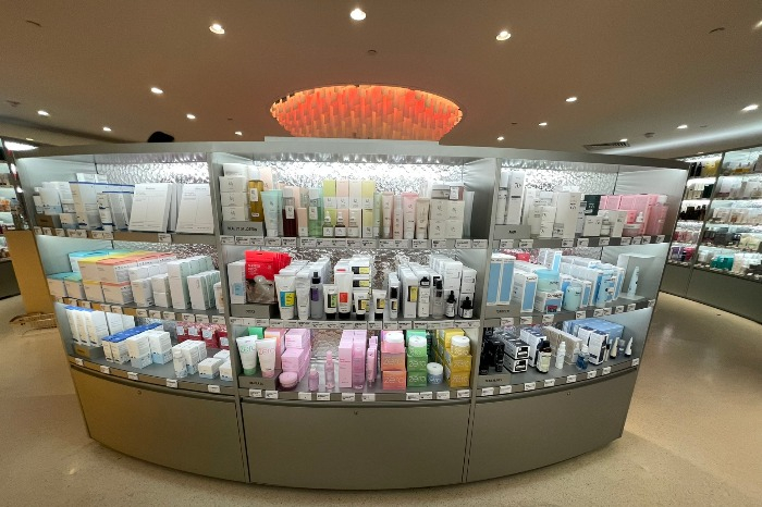 Korean cosmetics on display at a Galeries Lafayette department store in Paris, France