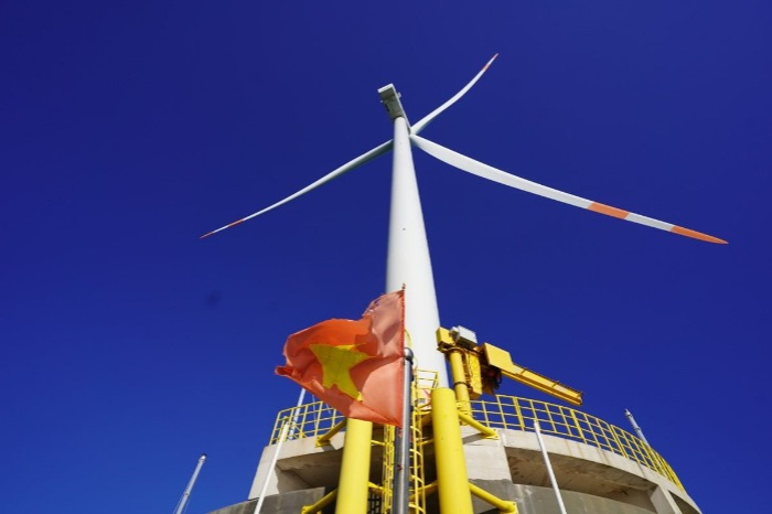 A wind turbin in the TPD offshore wind farm in Tien Giang Province, Vietnam (Courtesy of SK Innovation E&S)