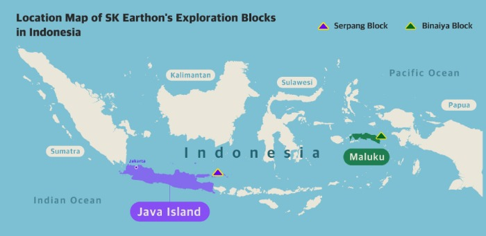 Location map of SK Earthon’s exploration blocks in Indonesia (Courtesy of SK Earthon)