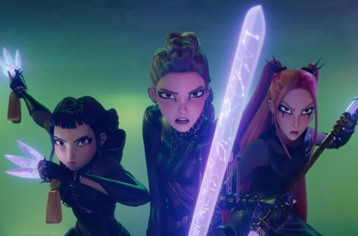 Huntrix, a female superstar band in the Nextflix film KPop Demon Hunters (Courtesy of Netflix)