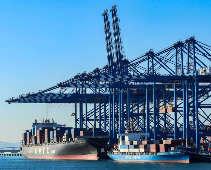 Container ships at the Port of Busan, South Korea