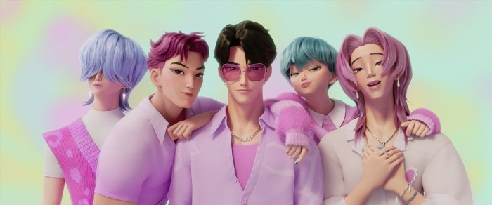Saja Boys, the boy band from animated fantasy film KPop Demon Hunters (Courtesy of Netflix)